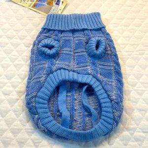 East Side Collection Dog Sweater. Blue Chenille Cable Knit. NWT **sweater only**